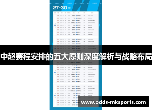 中超赛程安排的五大原则深度解析与战略布局