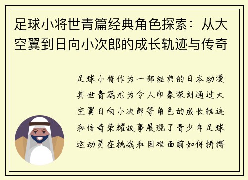 足球小将世青篇经典角色探索：从大空翼到日向小次郎的成长轨迹与传奇荣耀
